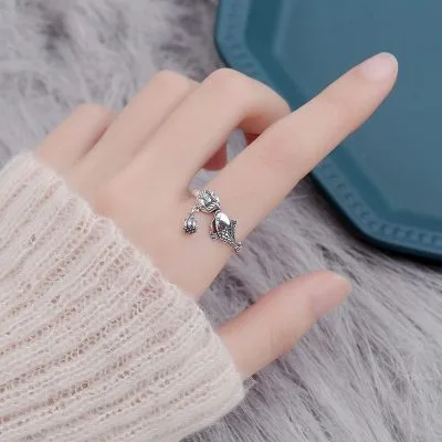 Nhẫn bạc nữ cá chép hoa sen August LILI_345859_3