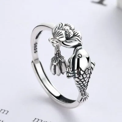 Nhẫn bạc nữ cá chép hoa sen August LILI_345859_4