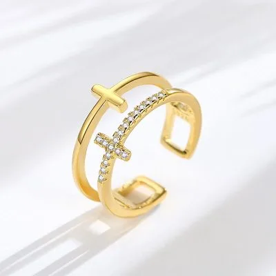 Nhẫn bạc nữ đính đá CZ chữ T, chữ thập, thánh giá LILI_592389_5