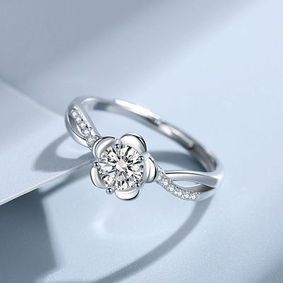 Nhẫn bạc nữ đính đá CZ hình bông hoa đào LILI_289467_2