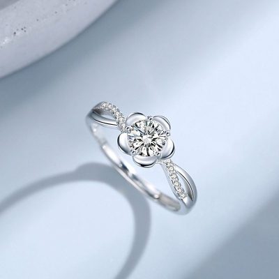 Nhẫn bạc nữ đính đá CZ hình bông hoa đào LILI_289467_3