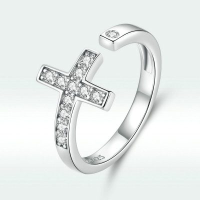 Nhẫn bạc nữ đính đá CZ hình chữ T thập thánh giá LILI_637147_1