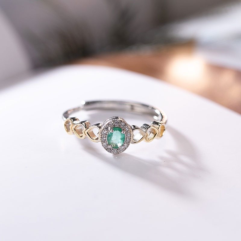 Nhẫn Bạc Nữ đính đá Emerald Ngọc Lục Bảo LILI 694438 2