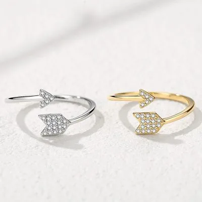 Nhẫn Bạc Nữ đinh Mạ Vàng đính đá CZ Mũi Tên Tình ái LILI 528446 2