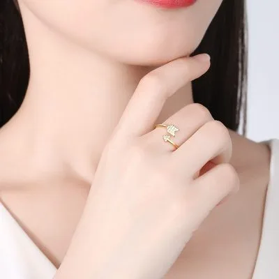Nhẫn Bạc Nữ đinh Mạ Vàng đính đá CZ Mũi Tên Tình ái LILI 528446 4