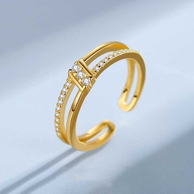 Nhẫn bạc nữ mạ vàng đính đá CZ Honey LILI_729242_1