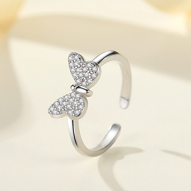 Nhẫn bạc nữ mạ vàng đính đá CZ con bướm xinh LILI_694618_2