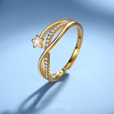 Nhẫn bạc nữ mạ vàng đính đá CZ vô cực ngôi sao may mắn LILI_189799_1