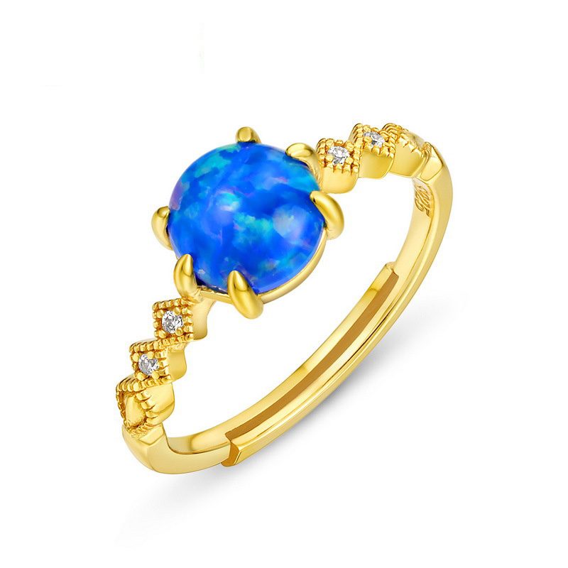 Nhẫn bạc nữ mạ vàng đính đá Topaz, CZ đại dương xanh LILI_776149_1