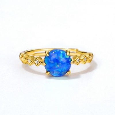 Nhẫn bạc nữ mạ vàng đính đá Topaz, CZ đại dương xanh LILI_776149_2