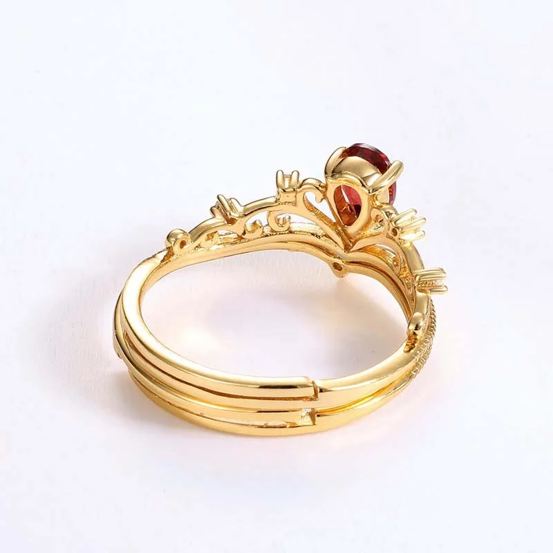 Nhẫn Bạc Nữ Xếp Chồng đính đá Garnet Vương Miện Niche LILI 714325 2