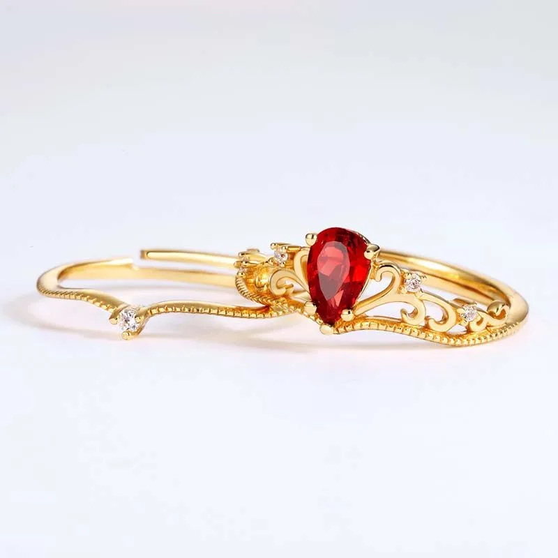 Nhẫn Bạc Nữ Xếp Chồng đính đá Garnet Vương Miện Niche LILI 714325 3