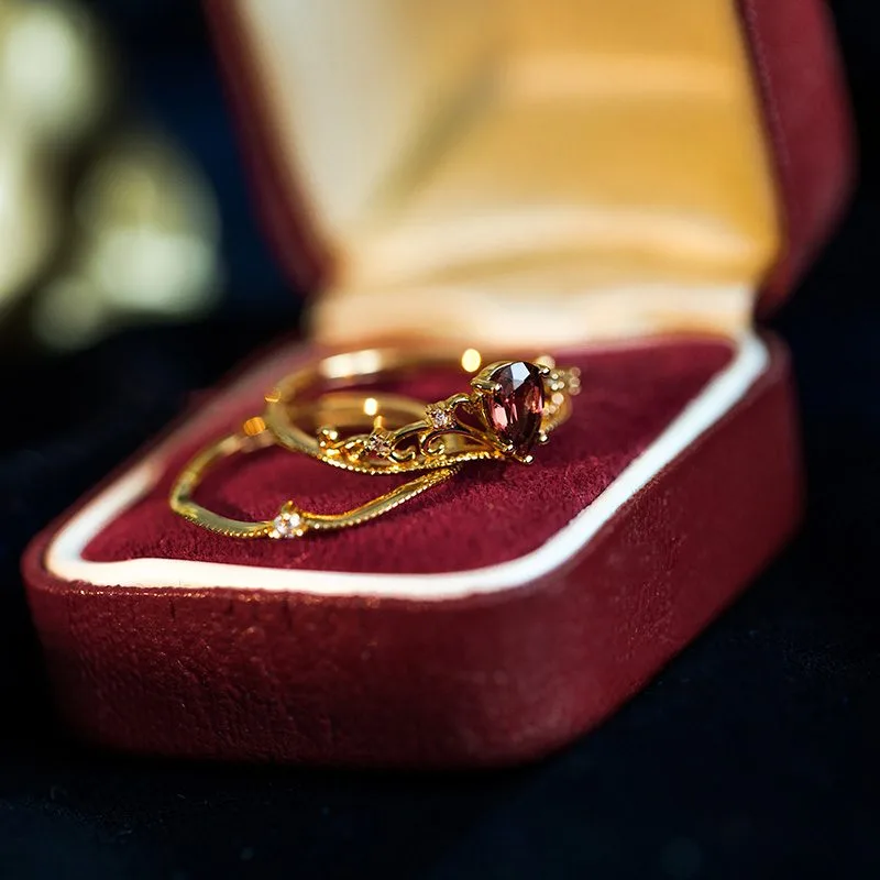 Nhẫn Bạc Nữ Xếp Chồng đính đá Garnet Vương Miện Niche LILI 714325 5