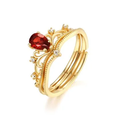 Nhẫn Bạc Nữ Xếp Chồng đính đá Garnet Vương Miện Niche LILI 714325 8