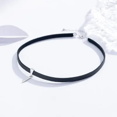 Vòng Cổ Choker Bạc Nữ, Dây Da Thanh Thẳng LILI 547162 7