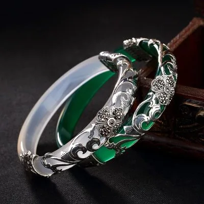 Vòng Tay Bạc Nữ đá Chalcedony Cỏ 4 Lá LILI 110005 1