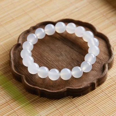 Vòng Tay Mã Não Trắng 5A Nữ Nam LILI 491843 5