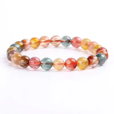 Vòng tay thạch anh ngũ sắc tóc đỏ, xanh, nâu, vàng, cam 6A nữ nam LILI_973226_4