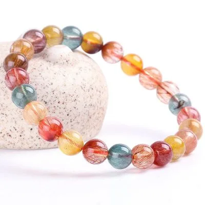 Vòng tay thạch anh ngũ sắc tóc đỏ, xanh, nâu, vàng, cam 6A nữ nam LILI_973226_5