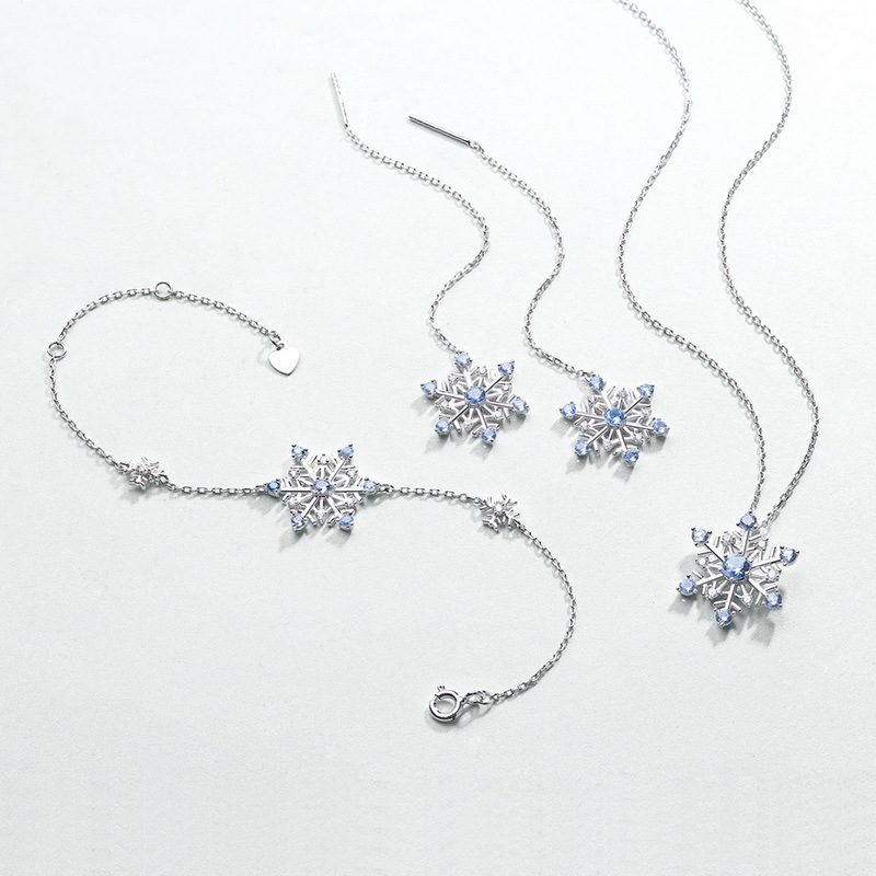 Bộ trang sức bạc nữ đính đá Spinel, CZ hình bông tuyết LILI_614587_1