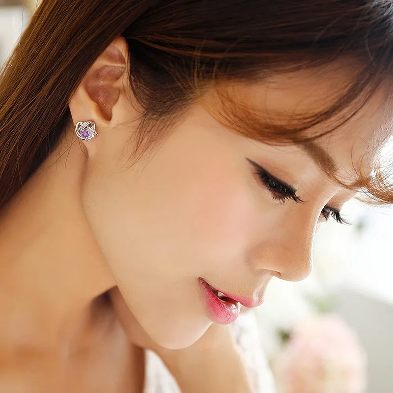 Bông Tai Bạc Ý S925 Nữ Dạng Nụ Mạ Bạch Kim đính đá CZ Cỏ 4 Lá LILI 553834 10