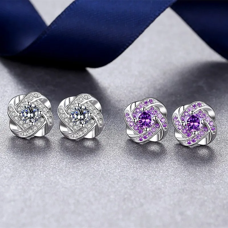 Bông Tai Bạc Ý S925 Nữ Dạng Nụ Mạ Bạch Kim đính đá CZ Cỏ 4 Lá LILI 553834 13