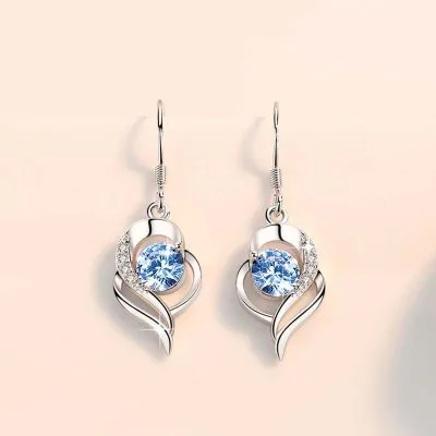 Bông Tai Bạc Ý S925 Nữ Mạ Bạch Kim đính đá CZ Hình Trái Tim LILI 991582 10