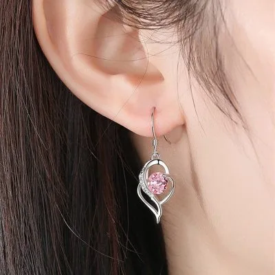 Bông Tai Bạc Ý S925 Nữ Mạ Bạch Kim đính đá CZ Hình Trái Tim LILI 991582 13