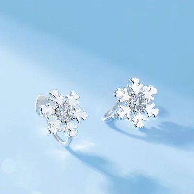 Bông Tai Bạc Nữ Bông Tuyết Dạng Kẹp Vành Hoặc Dái Tai LILI 169319 1