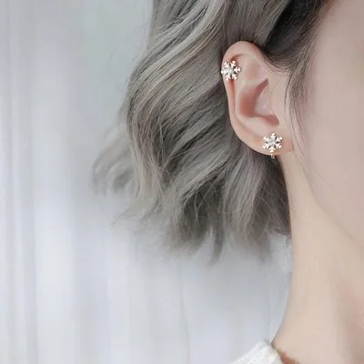 Bông Tai Bạc Nữ Bông Tuyết Dạng Kẹp Vành Hoặc Dái Tai LILI 169319 2
