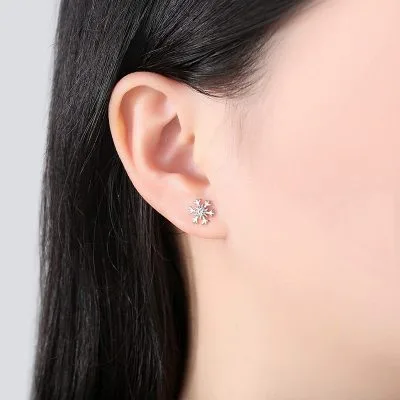 Bông Tai Bạc Nữ Bông Tuyết đính đá CZ LILI 687257 5