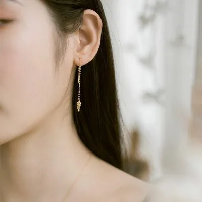 Bông Tai Bạc Nữ Cành ô Liu Dạng Treo đính đá CZ LILI 436825 5