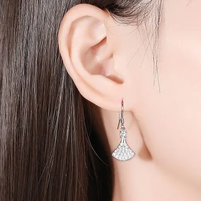 Bông Tai Bạc Nữ Chân Váy Hình Quạt đính đá CZ LILI 768827 3