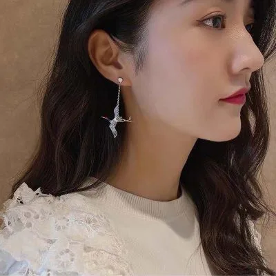 Bông Tai Bạc Nữ Chim Hạc May Mắn LILI 763739 3
