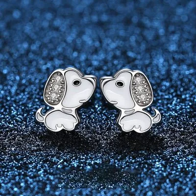 Bông Tai Bạc Nữ Chó Cún Nhỏ đính đá CZ LILI 697393 1 1