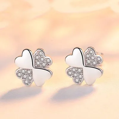 Bông Tai Bạc Nữ Cỏ 4 Lá Dạng Stud đính đá CZ LILI 474127 1