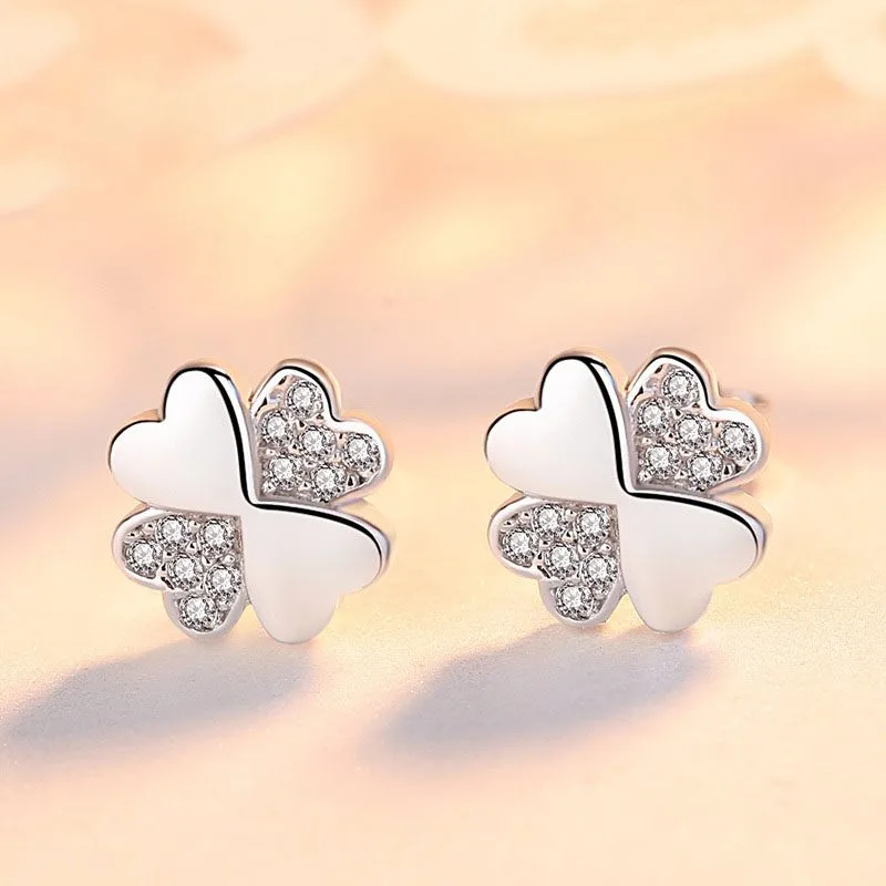 Bông Tai Bạc Nữ Cỏ 4 Lá Dạng Stud đính đá CZ LILI 474127 1