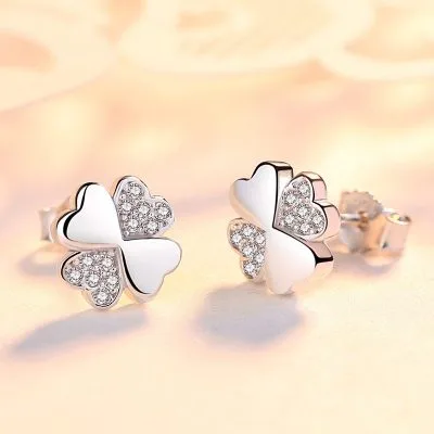 Bông Tai Bạc Nữ Cỏ 4 Lá Dạng Stud đính đá CZ LILI 474127 3