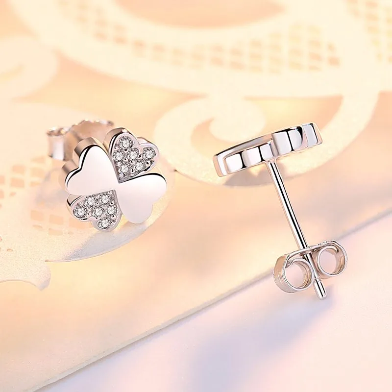 Bông Tai Bạc Nữ Cỏ 4 Lá Dạng Stud đính đá CZ LILI 474127 4