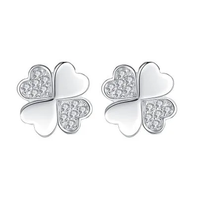 Bông Tai Bạc Nữ Cỏ 4 Lá Dạng Stud đính đá CZ LILI 474127 5