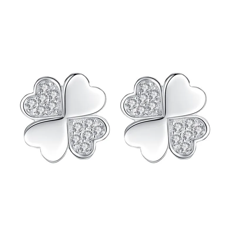Bông Tai Bạc Nữ Cỏ 4 Lá Dạng Stud đính đá CZ LILI 474127 5