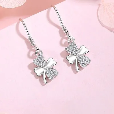 Bông Tai Bạc Nữ Cỏ 4 Lá đính đá CZ LILI 441132 1