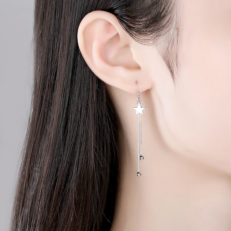 Bông tai bạc nữ dạng dây dài hình ngôi sao LILI_256526_4