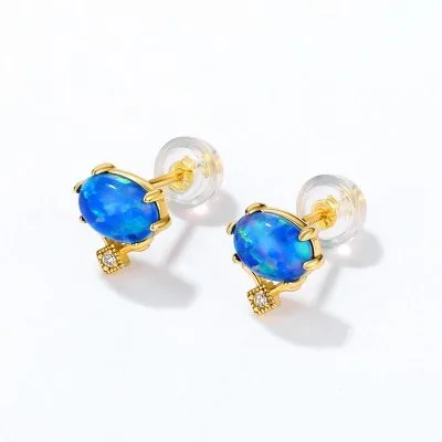 Bông Tai Bạc Nữ Dạng đinh Tán đính đá Opal LILI 692318 2