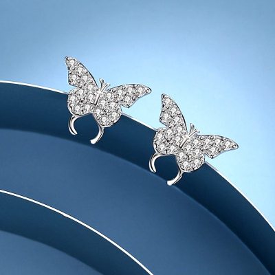 Bông tai bạc nữ dạng nụ đính đá CZ bướm xinh LILI_832756_6