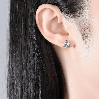 Bông tai bạc nữ dạng nụ đính đá CZ cỏ 3 lá LILI_449342_4