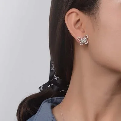Bông Tai Bạc Nữ Dát đá CZ Hình Cánh Bướm LILI 751445 10