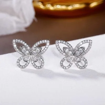 Bông Tai Bạc Nữ Dát đá CZ Hình Cánh Bướm LILI 751445 13