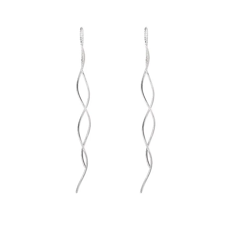 Bông Tai Bạc Nữ Dây Dài Xoắn LILI 143329 9