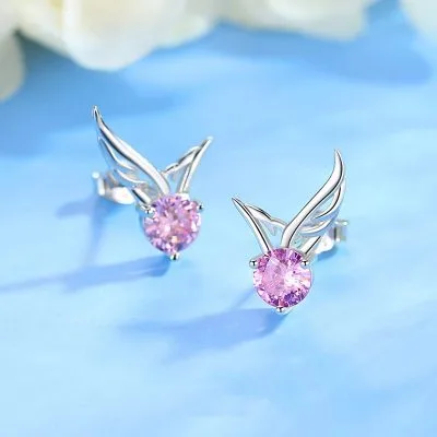 Bông tai bạc nữ đính đá CZ đôi cánh thiên thần LILI_744357_1